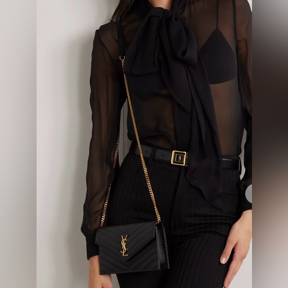 Authentic YSL Small Wallet on Chain in black and gold - Picture 15 of 15